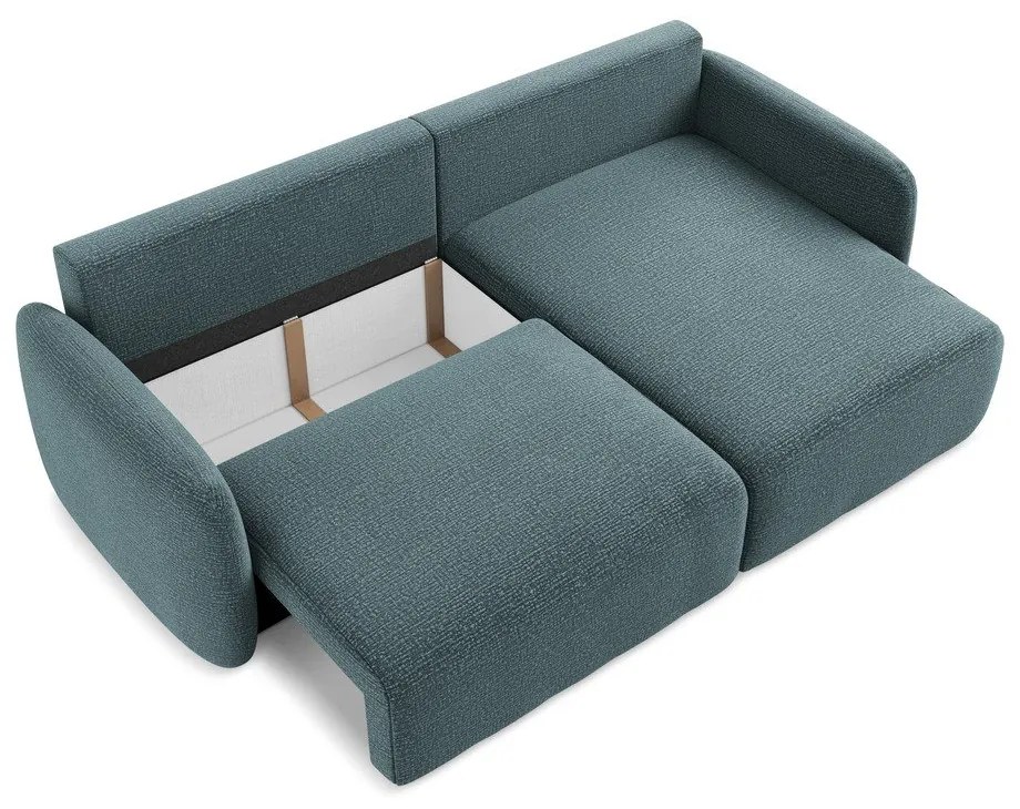 Тюркоазен разтегателен ъглов диван с място за съхранение (десен ъгъл) Kalena – Makamii