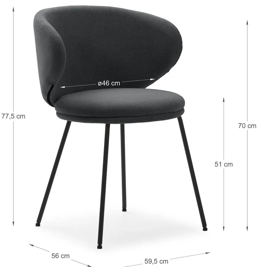 Тъмносиви тапицирани трапезни столове в комплект 2 бр. Rush – Marckeric