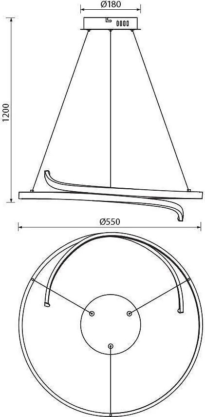 Полилей OMICRON LED, златен, 38W, 3000-4000-6000K