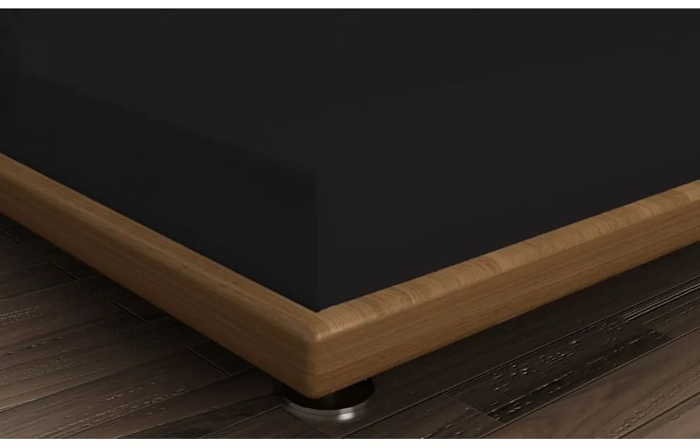 Черен еластичен памучен чаршаф 140x200 cm – Mijolnir