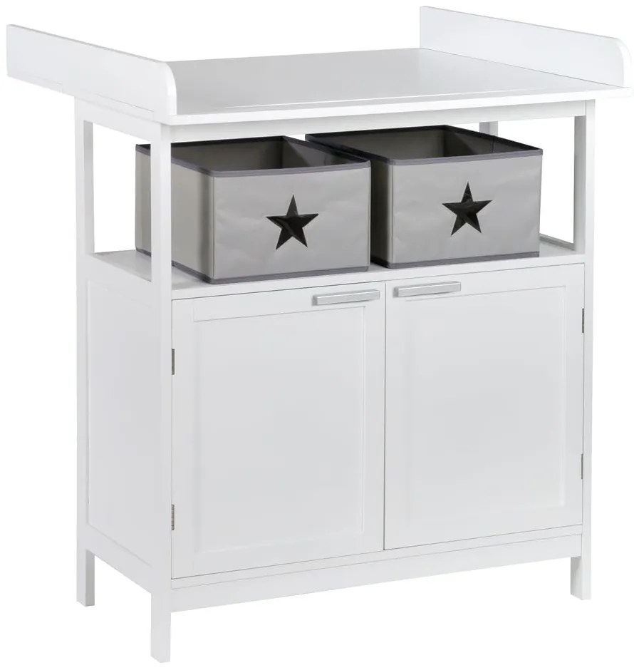 Бял детски скрин с маса за преповиване 75x100x87 cm Hamburg – Roba