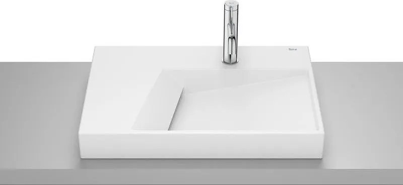 Умивалник за монтаж върху плот с отвор за смесител, Horizon-G, 600 x 420 x 80mm, matt white