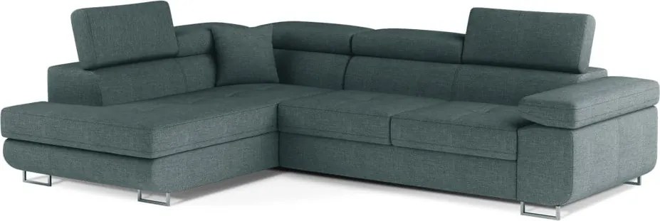 Син разтегателен ъглов диван с място за съхранение (ляв ъгъл L форма) Anton – ELTAP