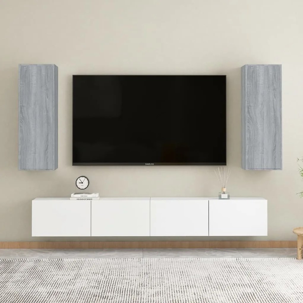 815750 vidaXL ТВ шкафове, 2 бр, сив сонома, 30,5x30x90 см, инженерно дърво