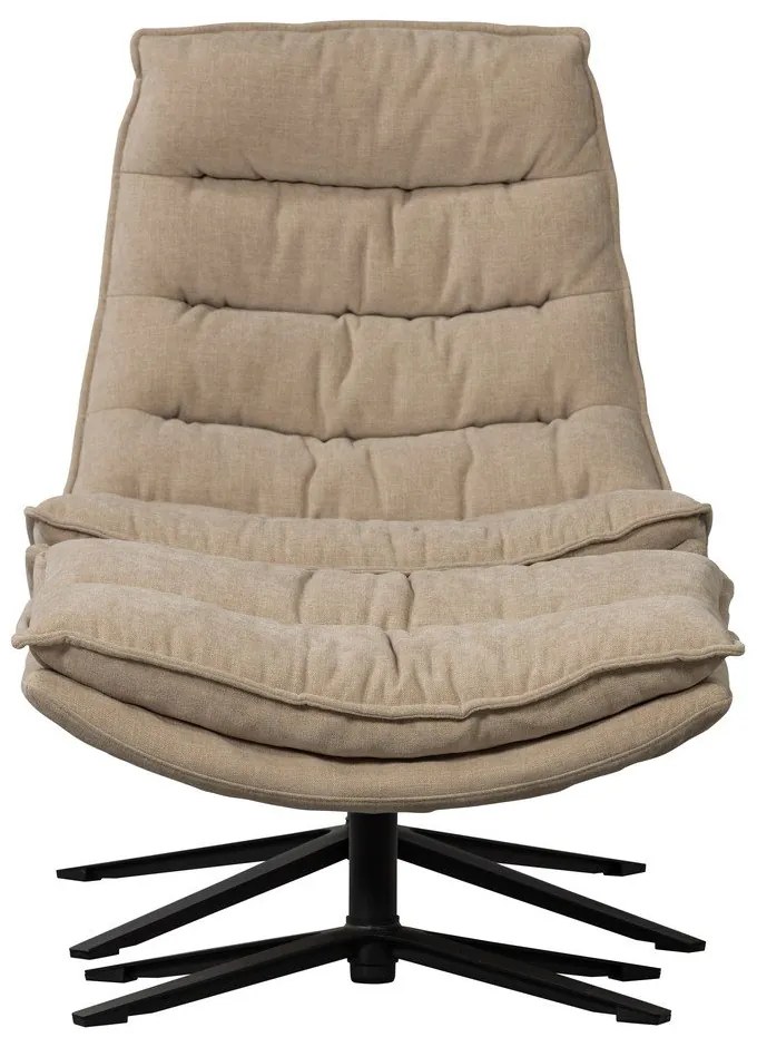 Въртящ се шенилов фотьойл с табуретка в естествен цвят Kube – WOOOD