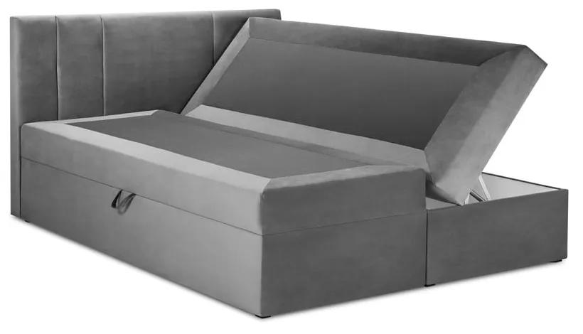 Светлосиво кадифено двойно легло , 160 x 200 cm Afra - Mazzini Beds