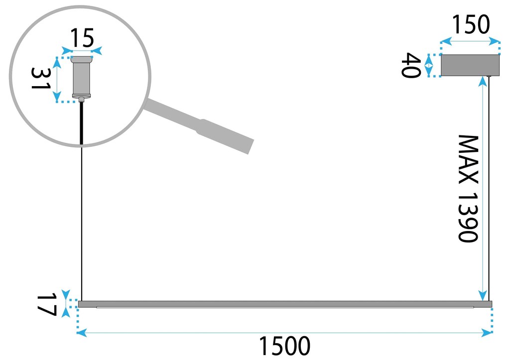 Лампа LED LHJ032-CP 150 cm BLACK
