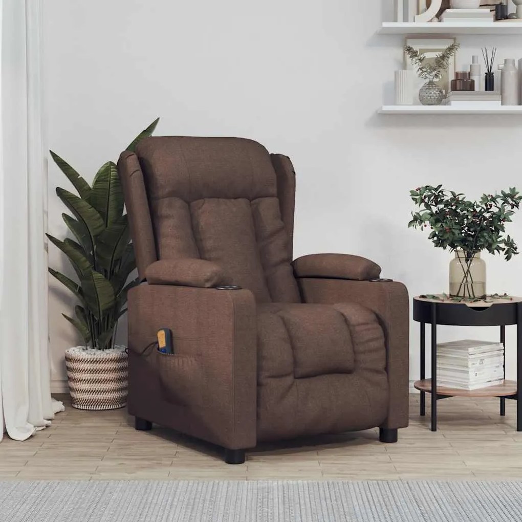 339062 vidaXL Масажен стол, кафяв, текстил
