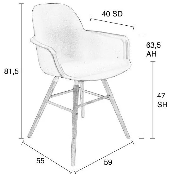 Бежови трапезни столове в комплект от 2 броя Albert - Zuiver