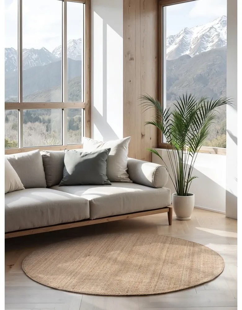 Кръгъл килим от юта в естествен цвят ø 200 cm Bouclé Jaipur – Hanse Home