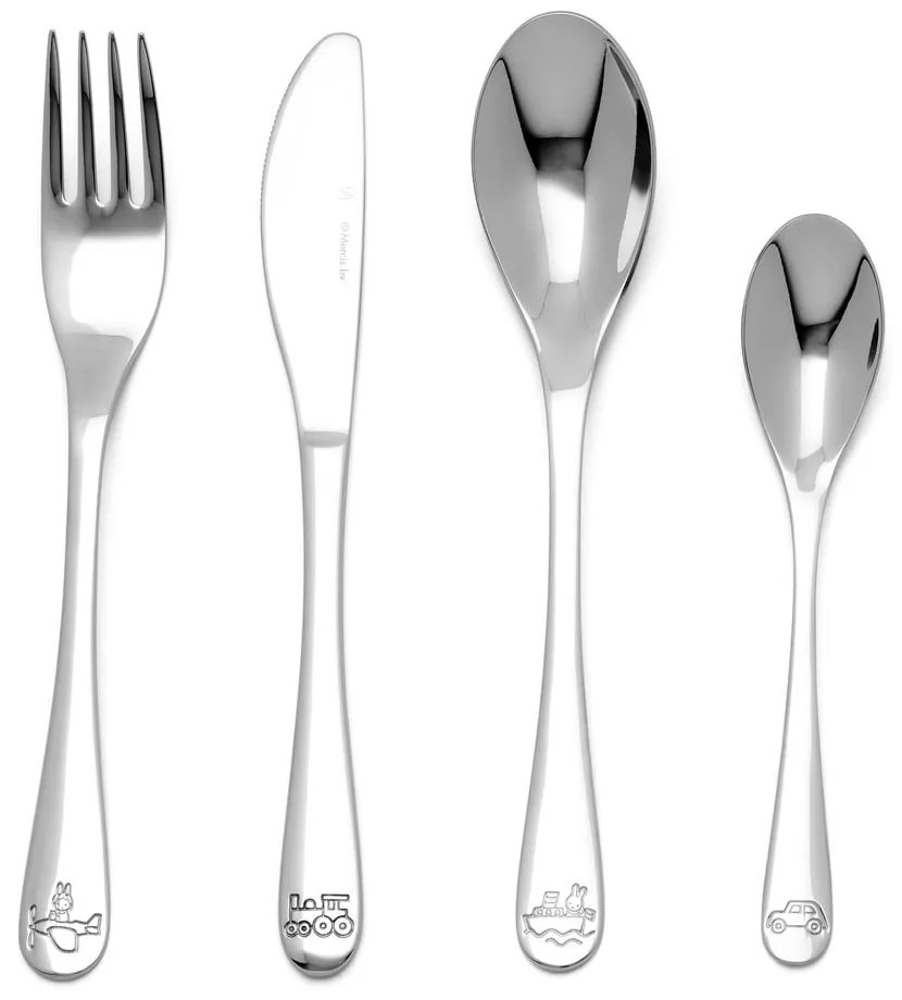 Детски прибори за хранене от неръждаема стомана в сребристо 4 бр Miffy - Zilverstad