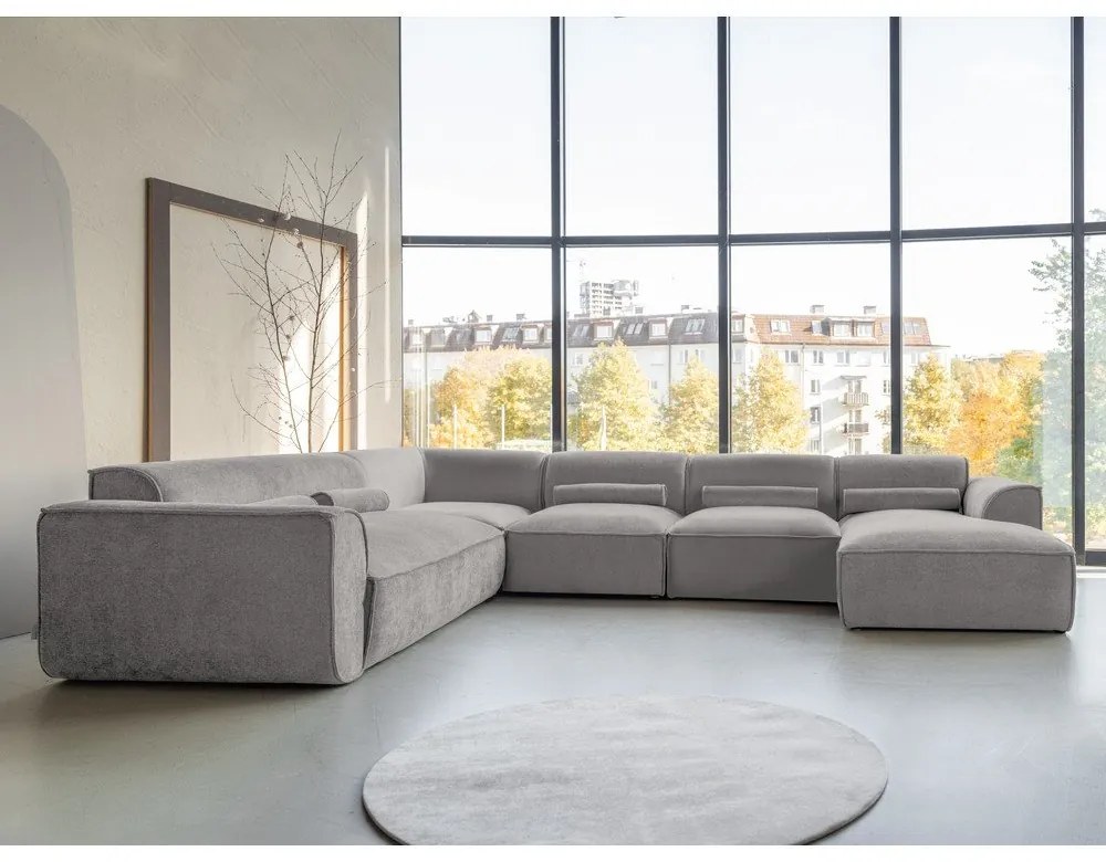 Светлосив ъглов диван (ляв ъгъл/"U" форма) Flex Felix – Miuform