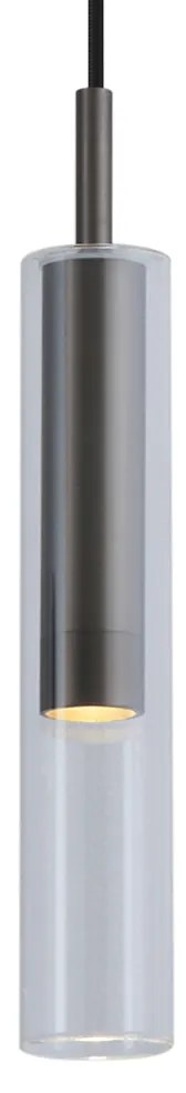 Модерен прожектор от ковано желязо с прозрачно стъкло за 1-фазна релсова система - Slimline Loyce