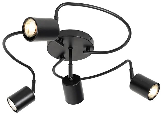 Модерен таванен прожектор черен регулируем 4-светлина - Java