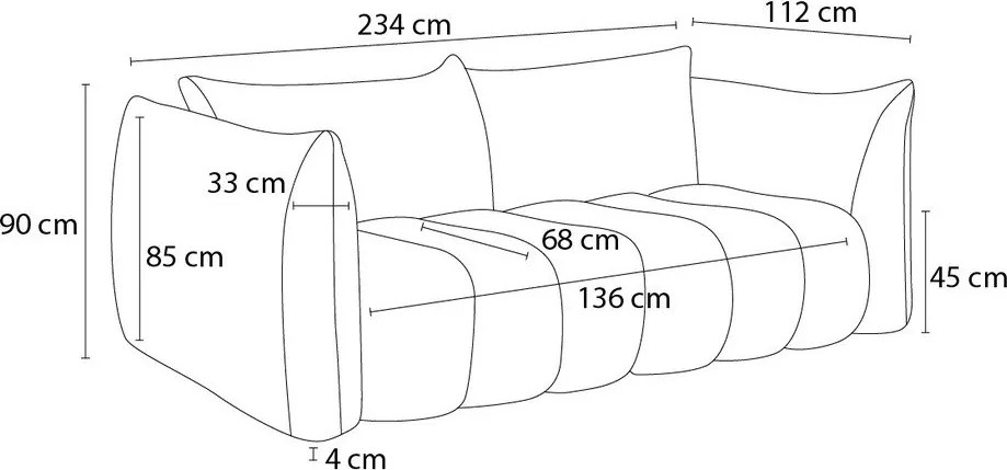 Светлосив диван от прежда с примки от букле 234 cm Azra – Bobochic Paris