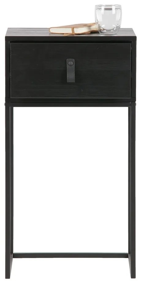 Черно нощно шкафче с чекмедже Zola - WOOOD