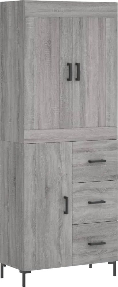 3199815 vidaXL Висок шкаф, сив сонома, 69,5x34x180 см, инженерно дърво