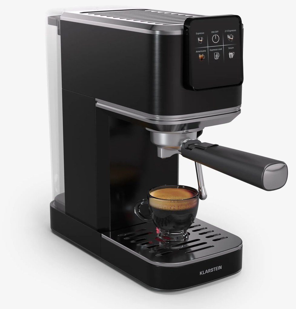 Klarstein Кафемашина SteelPresso Slim Touch, Портафилтър, Сензорен екран
