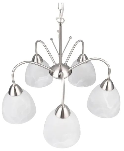 Бяло-сребристо висящо осветително тяло със стъклен абажур ø 55 cm Dobby – Trio