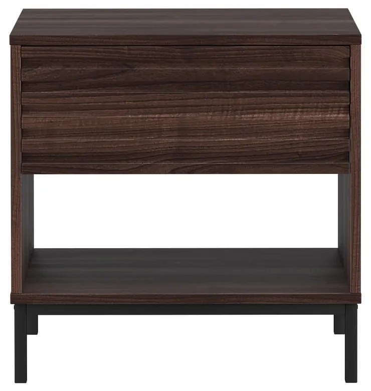 Тъмнокафяво нощно шкафче с орехов плот Celine – Støraa