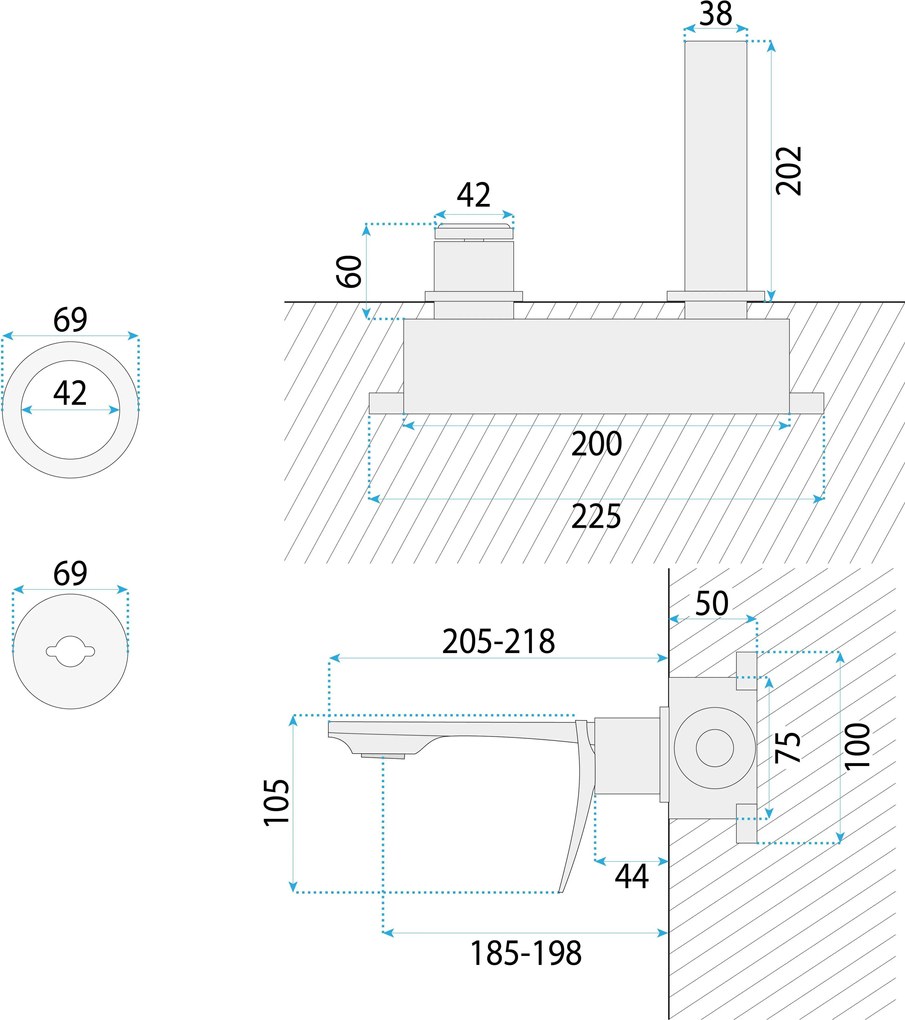 Смесител за мивка за вграждане REA VISION Titan + BOX
