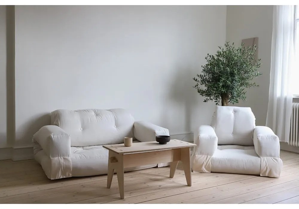 Бежов ленен разтегателен диван 140 cm Hippo - Karup Design