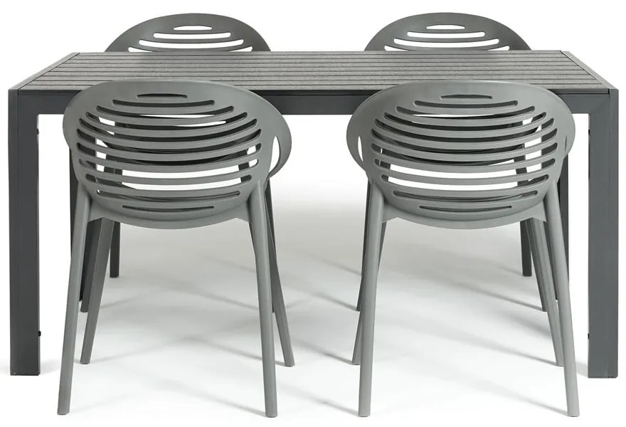 Градински комплект за хранене за 4 лица със сив стол Joanna и маса Viking, 90 x 150 cm Viking &amp; Joanna - Bonami Selection