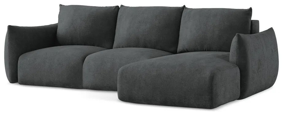 Тъмносив шенилов сгъваем ъглов диван (десен ъгъл) Leila – Makamii