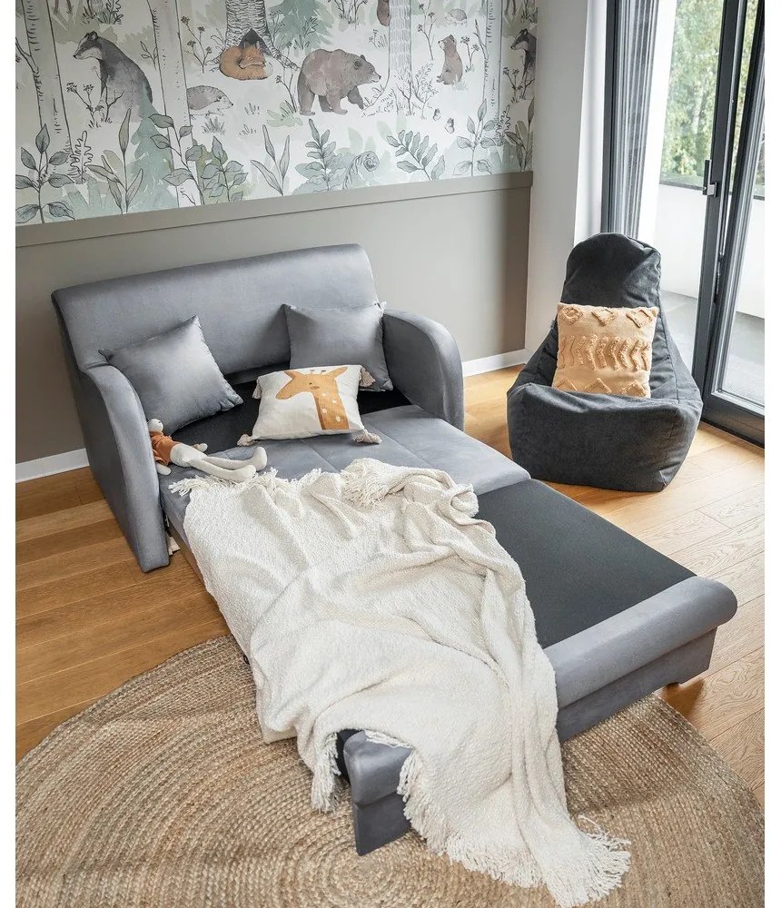 Светлосив кадифен разтегателен диван 130 cm Ario – ELTAP