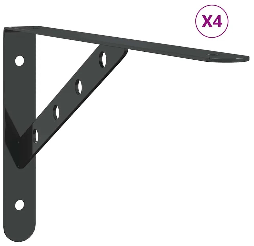 30304 vidaXL Скоби за рафт 4 бр 30x2,5x15,5 см черен неръждаема стомана