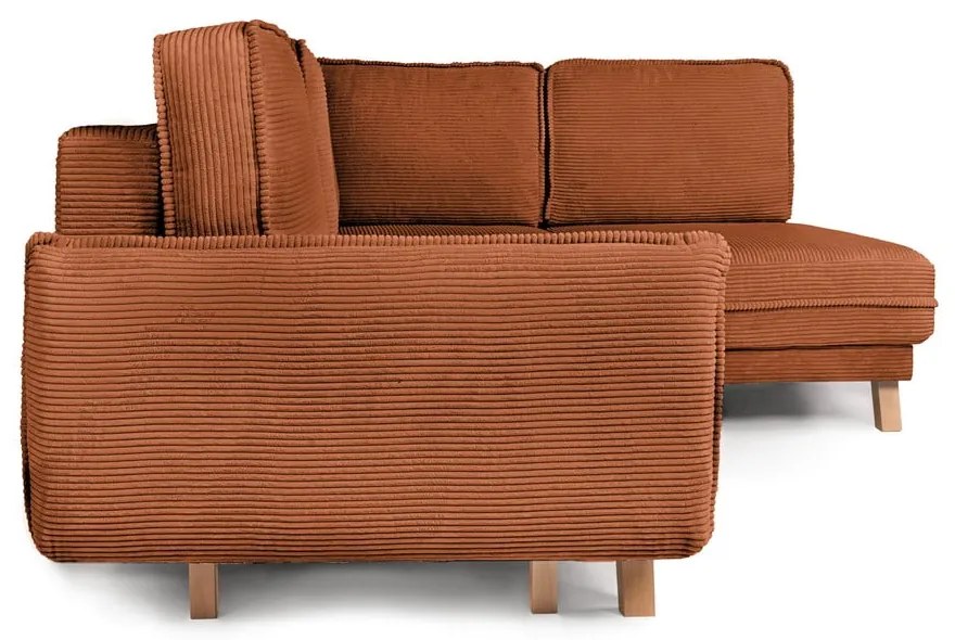 Оранжев сгъваем ъглов диван от рипсено кадифе Tori – Bonami Selection