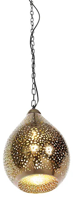 Ориенталска висяща лампа черна с мед - Maru 5