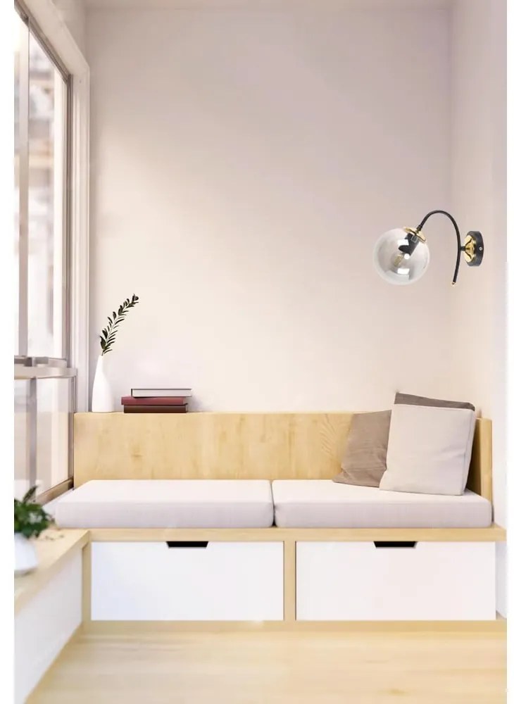 Черно-сива стенна лампа ø 15 cm Yoyo - Squid Lighting