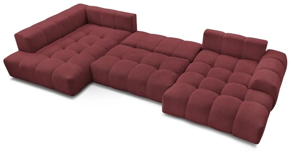 Бордо шенилов сгъваем/с място за съхранение ъглов диван (ляв ъгъл/U форма) Everest – Bobochic Paris