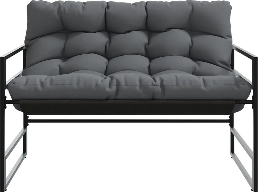 Градинска пейка с възглавница, антрацит, 113 см, стомана