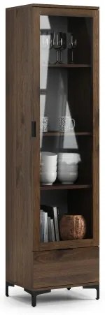 Витрина ЛАНА W-50 Елегантен Орех - ШКАФ С 1 ВРАТА С ЧЕКМЕДЖЕ