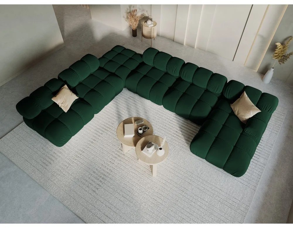Зелен кадифен диван 379 cm Bellis - Micadoni Home
