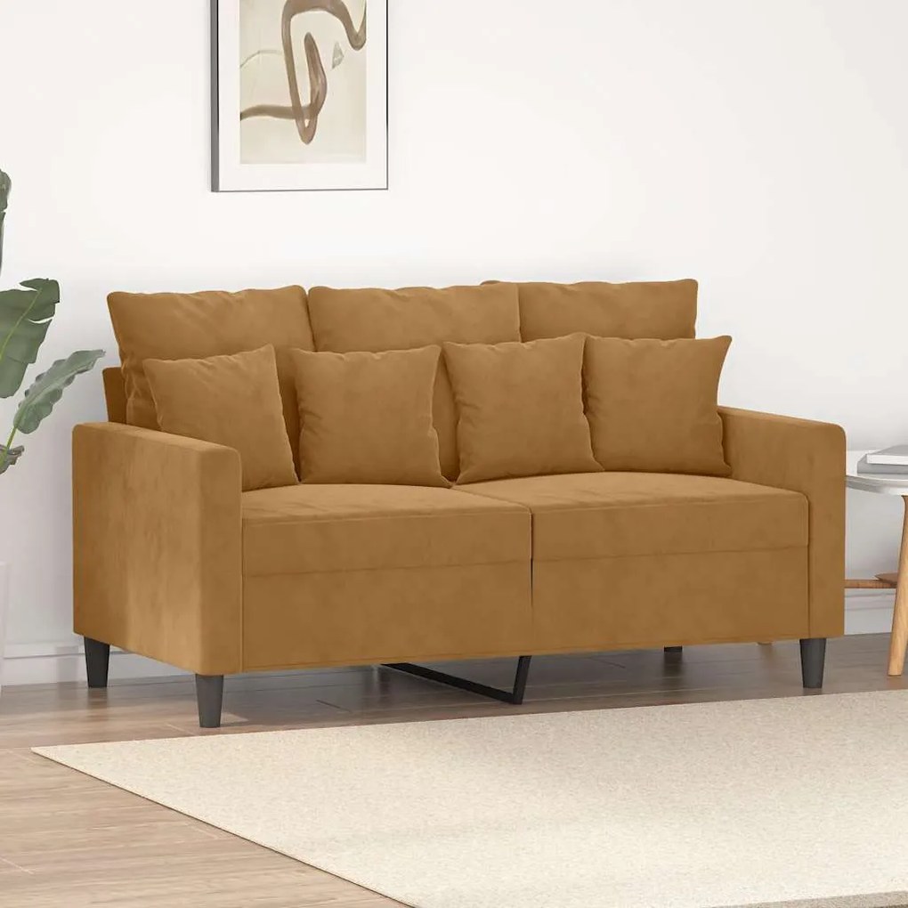 359300 vidaXL 2-местен диван, кафяв, 120 см, кадифе