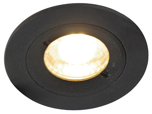 Модерен смарт вграден прожектор черен кръгъл вкл. WiFi GU10 IP54 - Xena