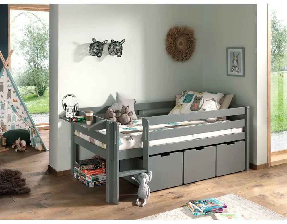 Сиви чекмеджета за под детско легло 3 бр Pino - Vipack