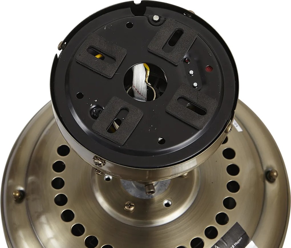 Вентилатор за таван месинг с дървесен принт и ратан 105 см с издърпващ се превключвател - Mistral Majas