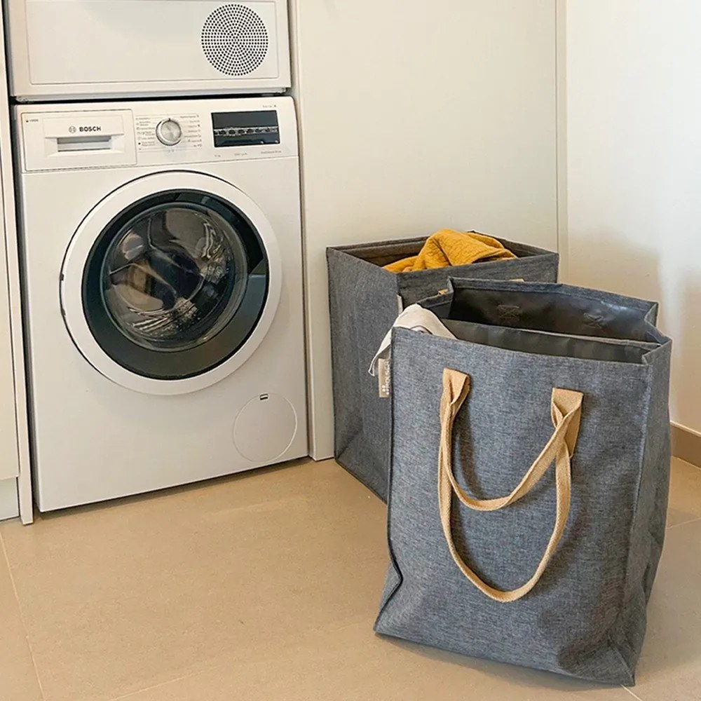 Сив текстилен кош за пране 71 l Laundry Hub Tweed duplo – Rolser