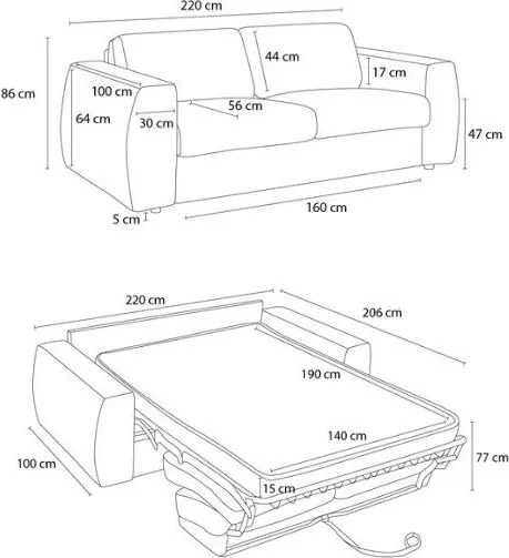 Тъмносин шенилов диван за ежедневно спане/сгъваем 240 cm Hugo – Bobochic Paris