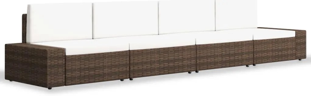 3054593 vidaXL Градински комплект, 4 части, кафяв полиратан