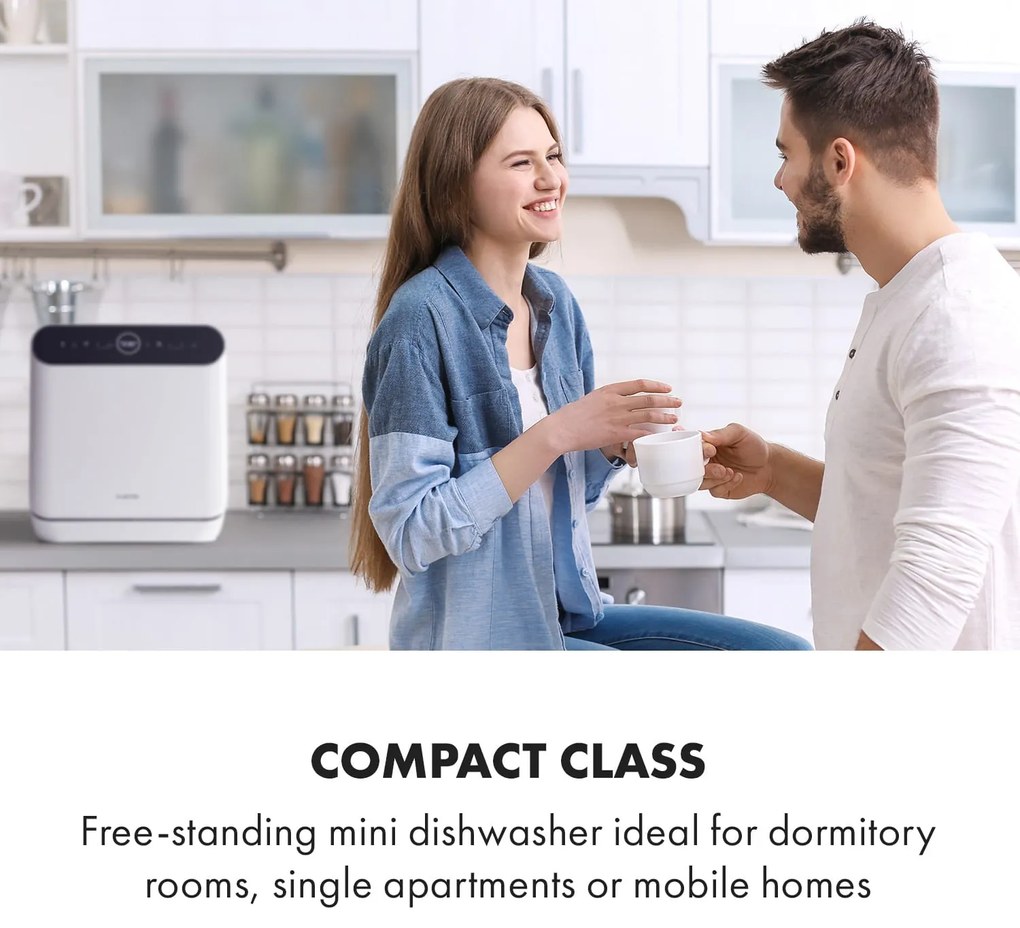 Klarstein Oceana, съдомиялна машина, свободностояща, без монтаж, 860 W, енергиен клас F, бяла