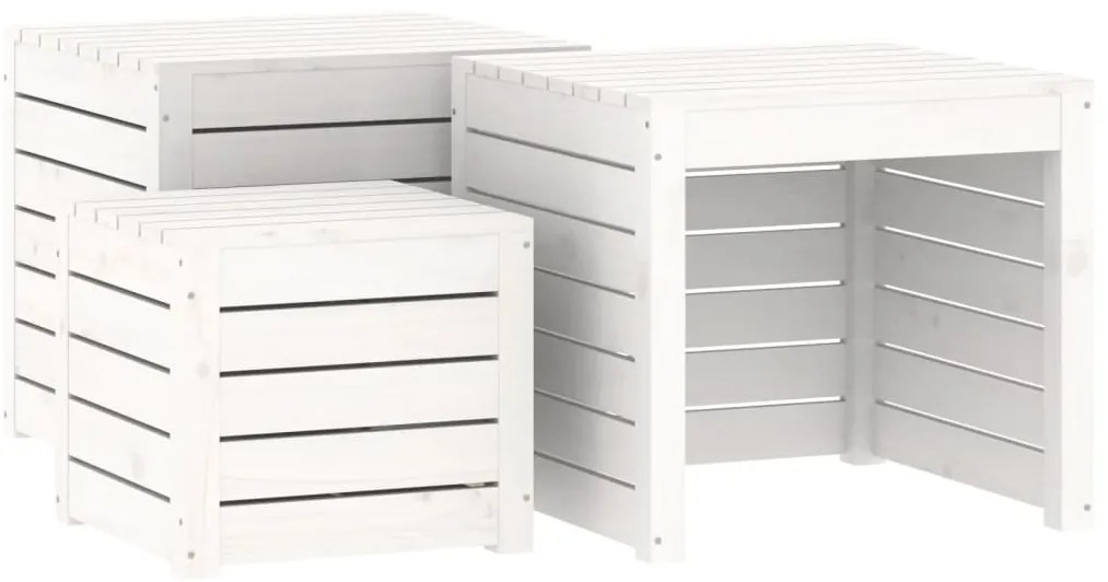 823956 vidaXL Комплект градински кутии от 3 части, бели, масивно дърво бор