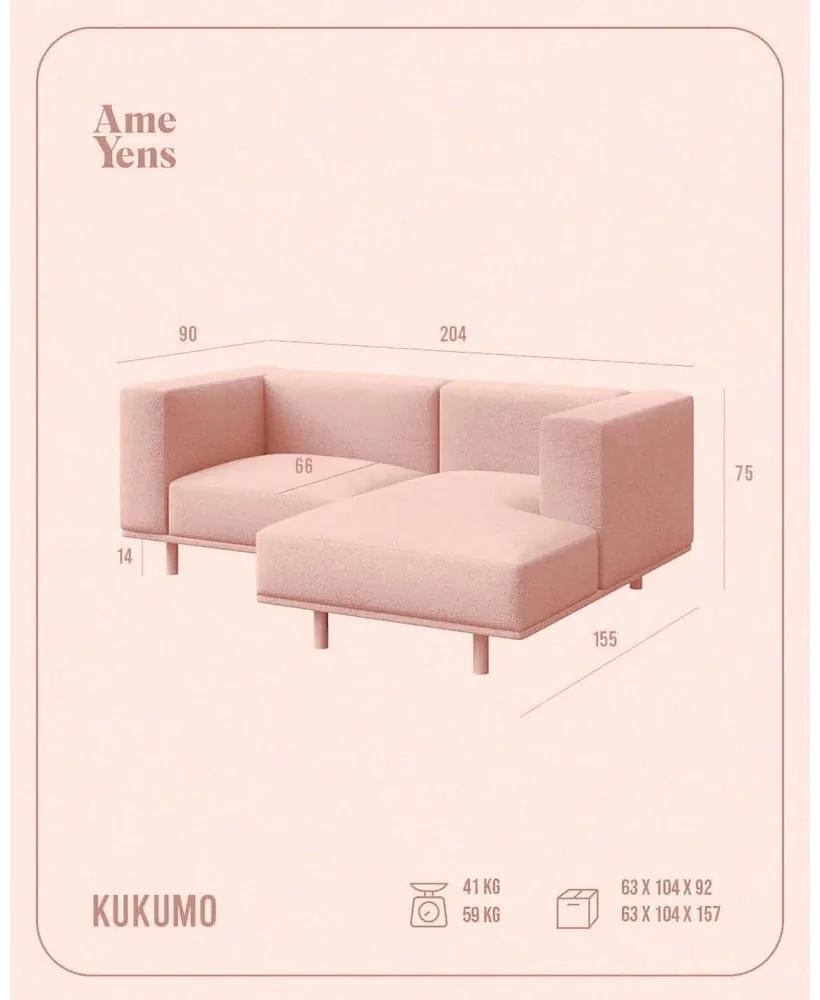 Тъмносин ъглов диван от кадифе (ляв ъгъл) Kukumo - Ame Yens