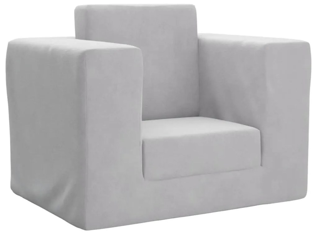 4104803 vidaXL Детски диван-легло светлосив мек плюш