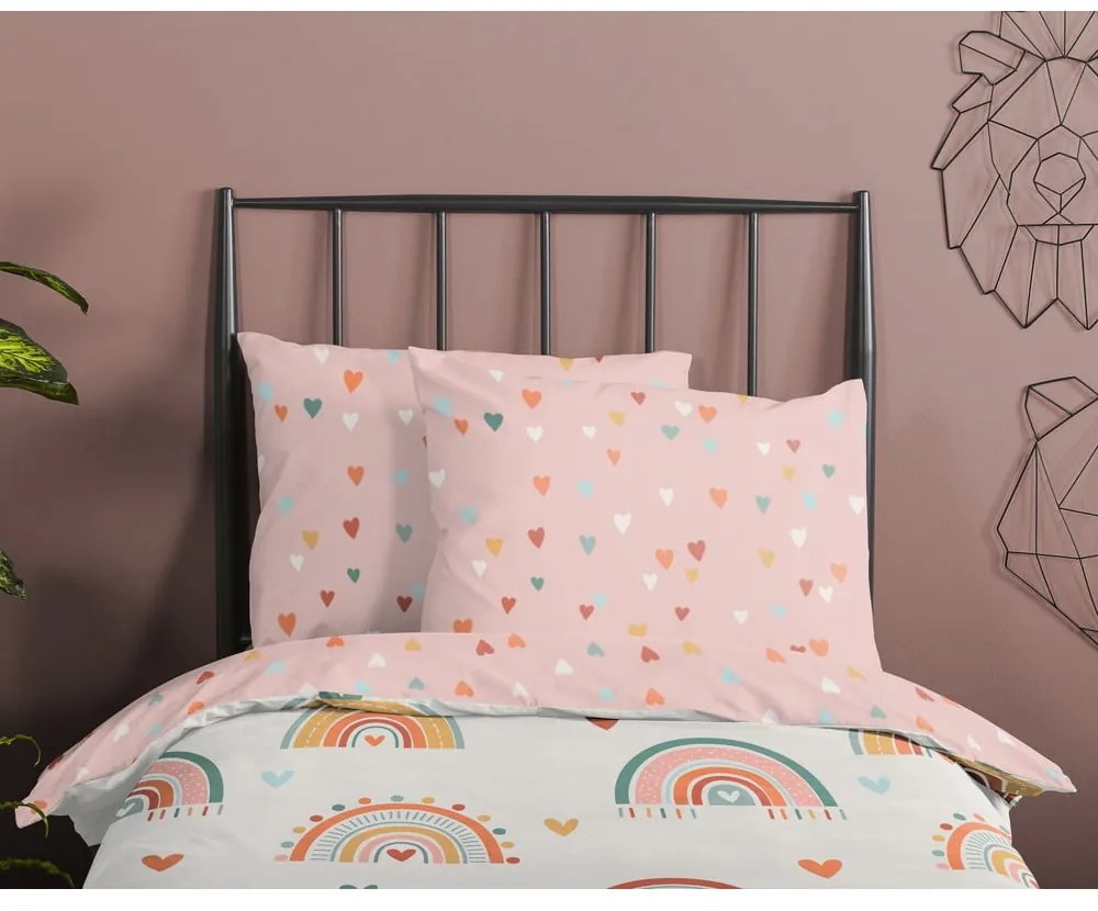 Розово-бежово памучно детско спално бельо за детско креватче 100x135 cm Louie – Good Morning