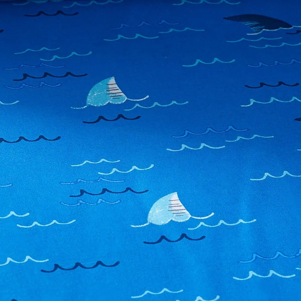Син еластичен двоен детски чаршаф 135x190 cm Jawsome Shark – Catherine Lansfield